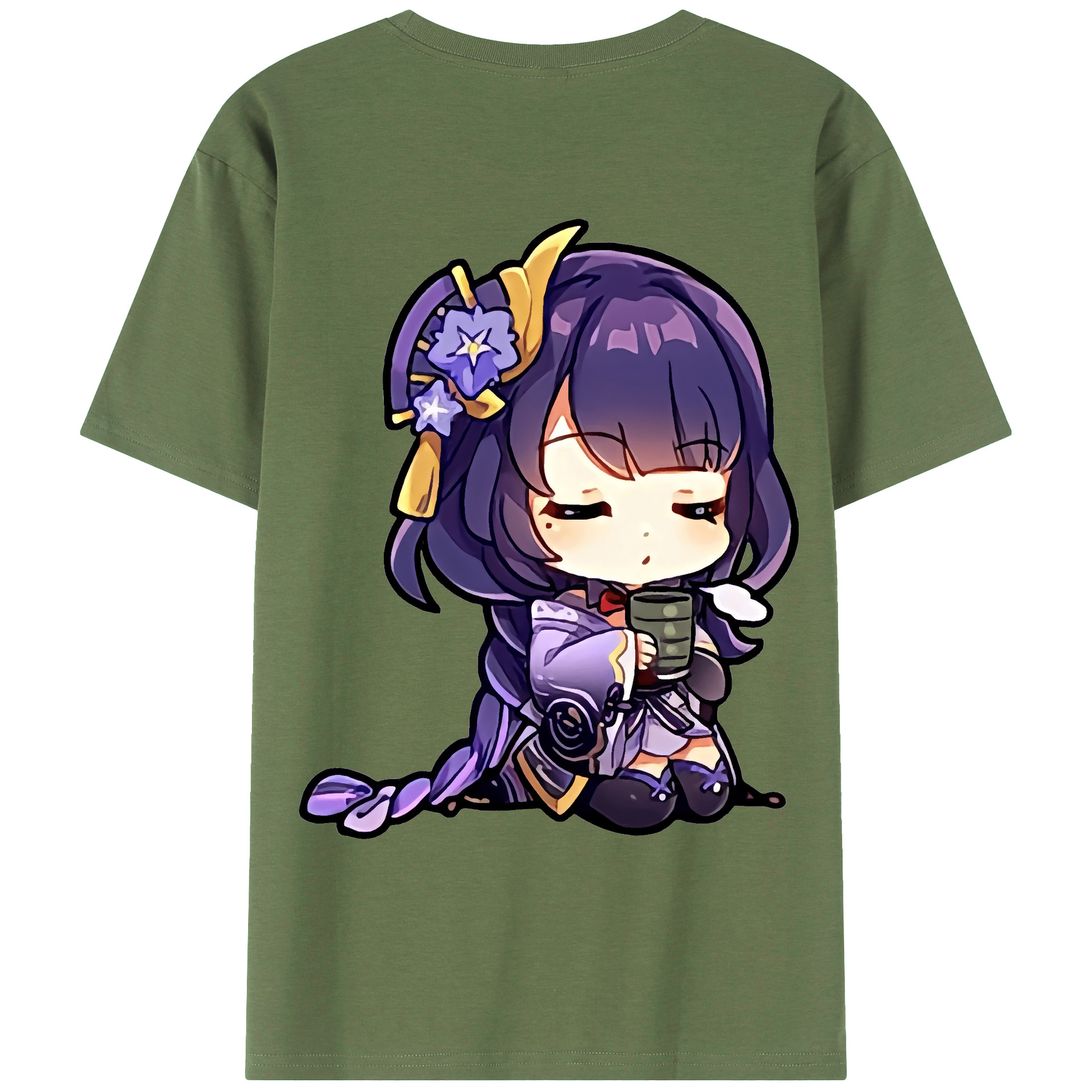げんし神 雷電将軍 らいでんしょうぐん genshin Raiden Shogun 綿100％ メンズ半袖Tシャツ（バックプリント） 通気性